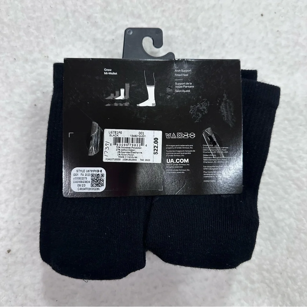 Boys Black Under Armour Socks